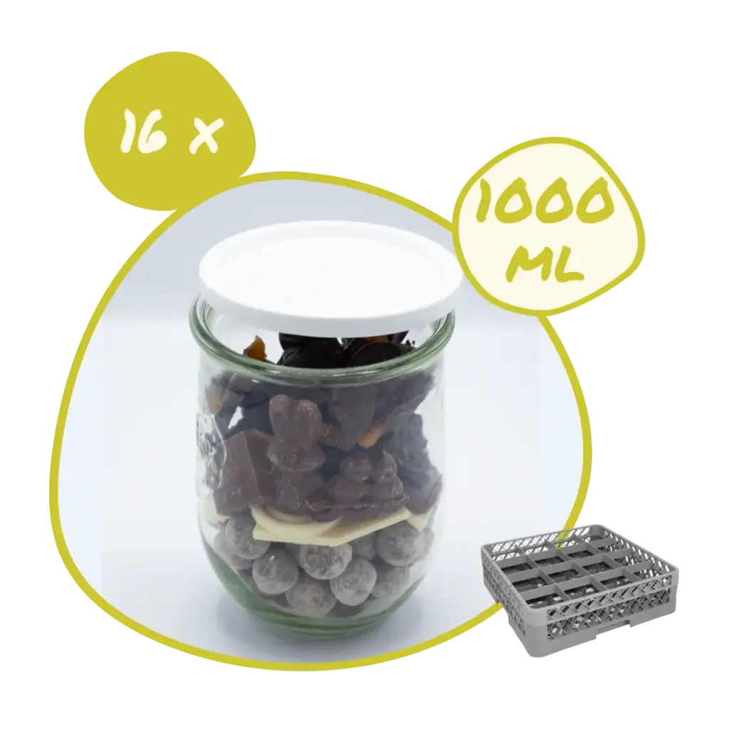 Mise à disposition 16 x Pot Weck 1000 ml + couvercle plastique