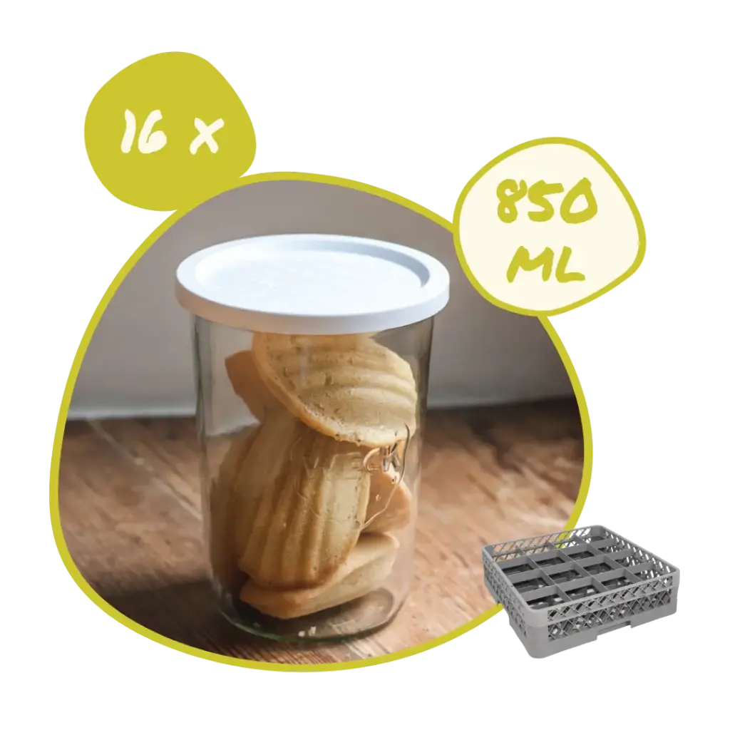 Mise à disposition 16 x Pot Weck 850 ml + couvercle plastique