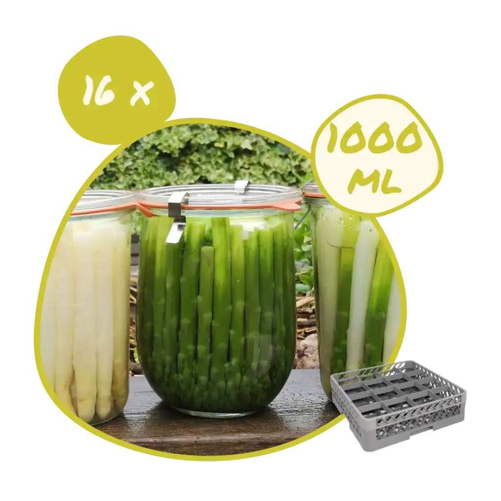 Mise à disposition 16 x Pot Weck 1000 ml + couvercle verre