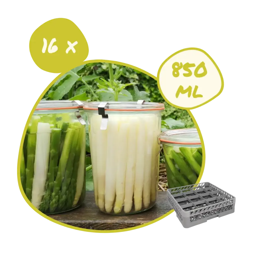 Mise à disposition 16 x Pot Weck 850 ml + couvercle verre