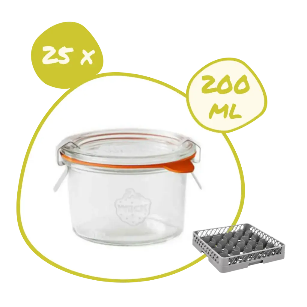 Mise à disposition 25 x Pot Weck 200 ml + couvercle verre