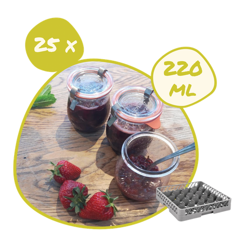 [POT-220+CVx25] Casier 25 x Pot Weck 220 ml + couvercle verre