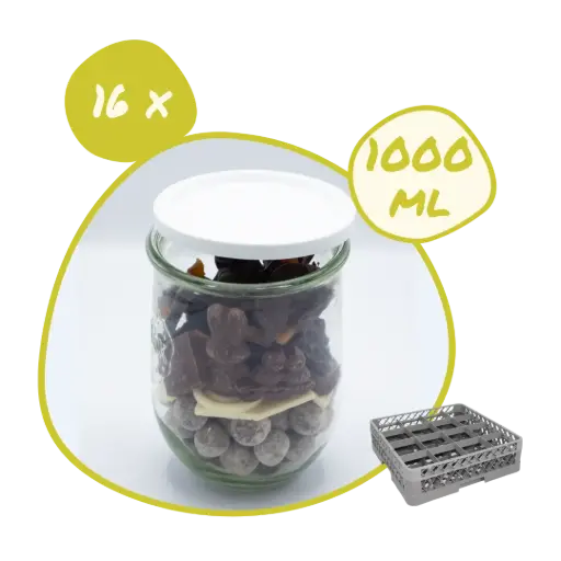 [POT-1000+CPx16] Mise à disposition 16 x Pot Weck 1000 ml + couvercle plastique