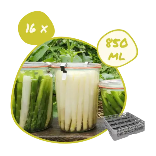 [POT-850+CVx16] Mise à disposition 16 x Pot Weck 850 ml + couvercle verre