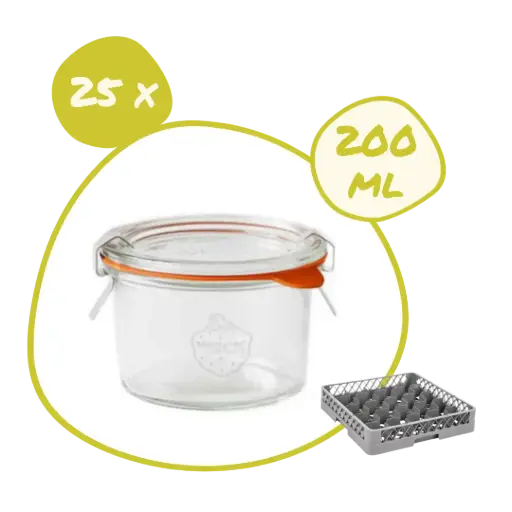 [POT-200+CVx25] Mise à disposition 25 x Pot Weck 200 ml + couvercle verre